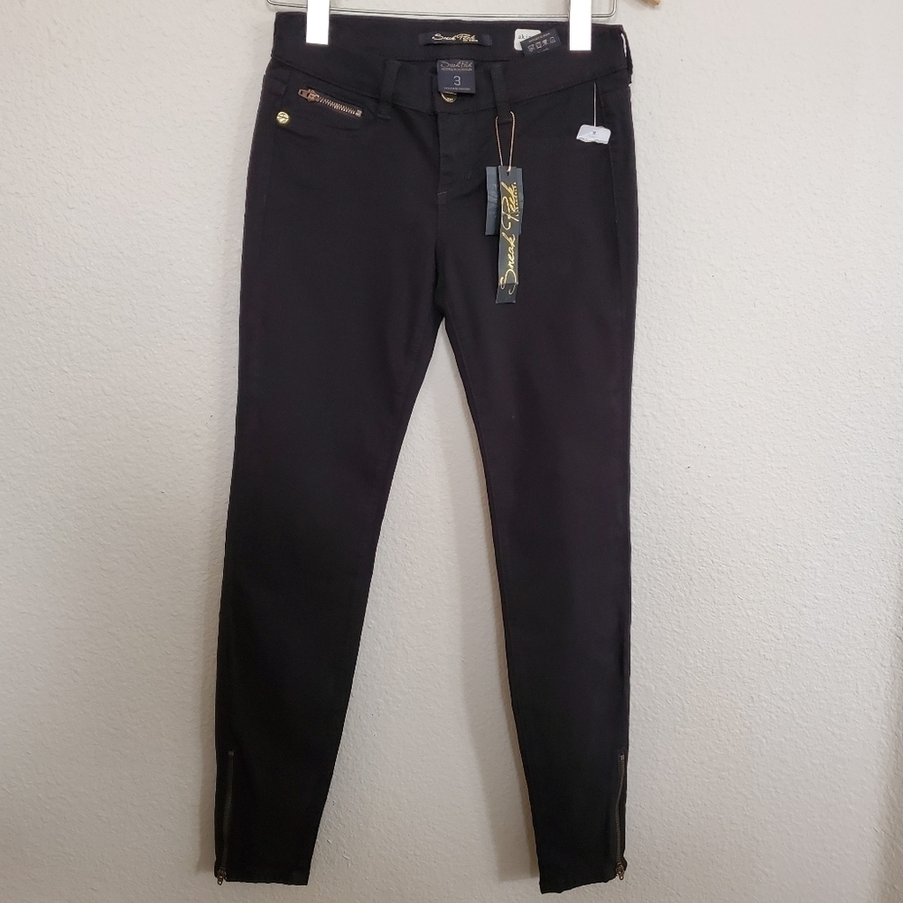 Sneak Peek Black Skinny Jeans Ankle Zip Edgy Goth Moto NWT Size 3 / 26